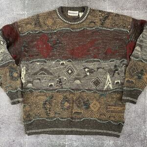 Mens Vintage 90s Hastings Wool Alpaca Textured Coogi Like Crewneck Sweater Sz XL